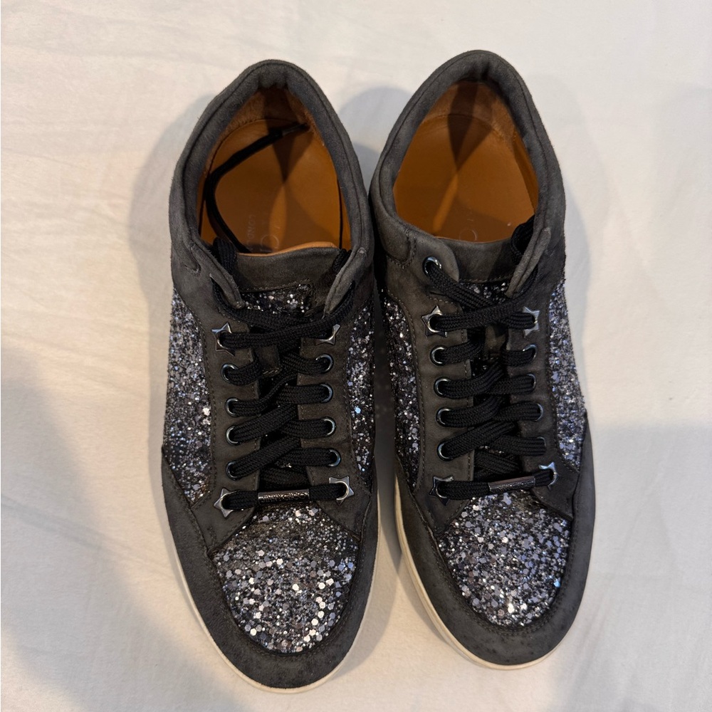 Jimmy Choo Sneakers Black and Gray Leather Interior